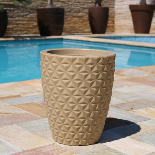 Vaso Polietileno Para Plantas Jardim Coluna Redonda Diamante N2 (Bege)
