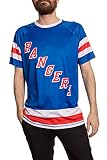 Calhoun NHL Mens Performance Quick Dry Moisture Wicking Rash Guard Short Sleeve Shirt (New York Rangers, Large)
