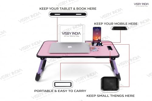 Image of SPHENI Smart Multipurpose Foldable Laptop Table with Cup Holder, Study Table, Bed Table, Breakfast Table, Foldable and Portable /Ergonomic & Rounded Edges /Non-Slip Legs (AUS UNICORN NEW)