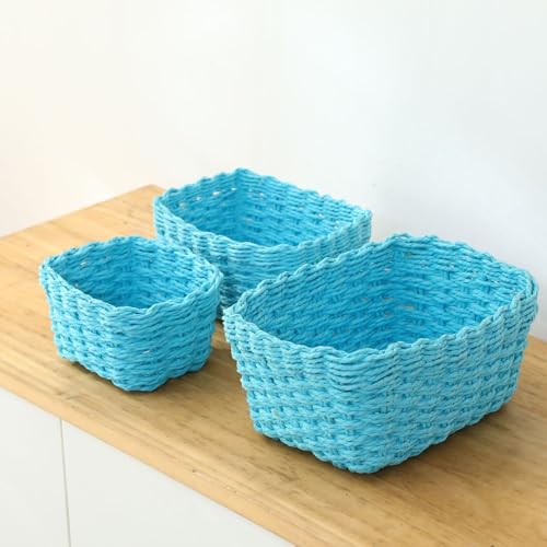 Panier de rangement papier tissé chambre organisation conteneur maison - 7