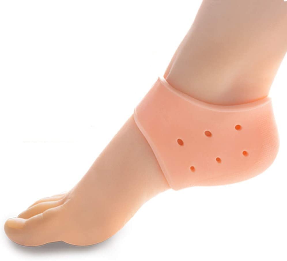 Spefez Silicon Heel Pad for Pain Relief - Ankle Support Cushion Socks for Swelling - Heel Protector for Men and Women (New Hf), Peach 3