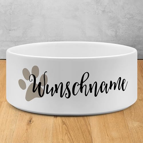 PrintPlanet® - Futternapf mit Name oder Text personalisiert – Für Hunde - Napf Hundenapf Wassernapf selbst gestalten - Layout 02