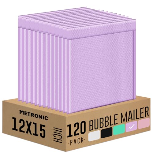 Image of Metronic Bubble Mailers 12x15 Inch 120Pack Lavender Padded Envelopes Purple