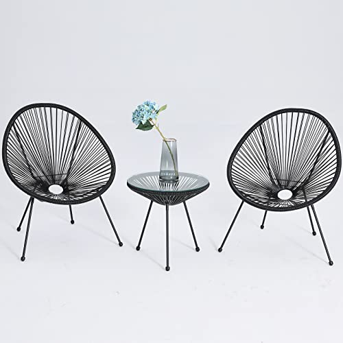 ABCCANOPY 3-Piece Patio Furniture Set,Acapulco Chair Conversation Bistro Set, Indoor&Outdoor All-Weather Patio Furniture Sets with Glass Top Table ABCCANOPY 3-Piece Patio Furniture Set,Acapulco Chair Conversation Bistro Set, Indoor&Outdoor All-Weather Patio Furniture Sets with Glass Top Table