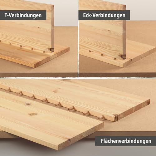 wolfcraft Universal-Holzdübel-Set I 3750000 I Für passgenaue Dübellöcher ohne Messen und Markieren