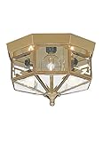 Sea Gull Lighting 7661-02 Grandover Three-Light Flush Mount Ceiling Light with Clear Beveled Glass Panels, Polished Brass Finish