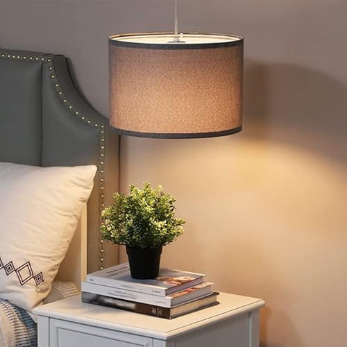 bangminda Cylindrical Fabric Light Shade for Ceiling Lamp Replacement Lamp Shade E27 Linen Shade for Table Lamp Floor Lamp Pendant Lamp 30x30x20cm (Grey) - Image 4