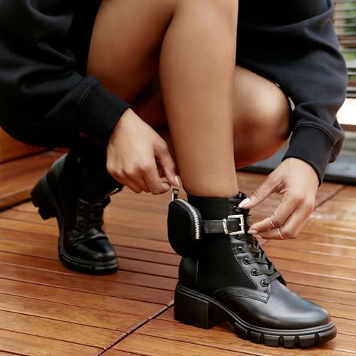 JustFab Womens Combat Boots Fall Boots Lace-up Combat Boots Ankle Booties Platform Shoes for Women - Reverie2