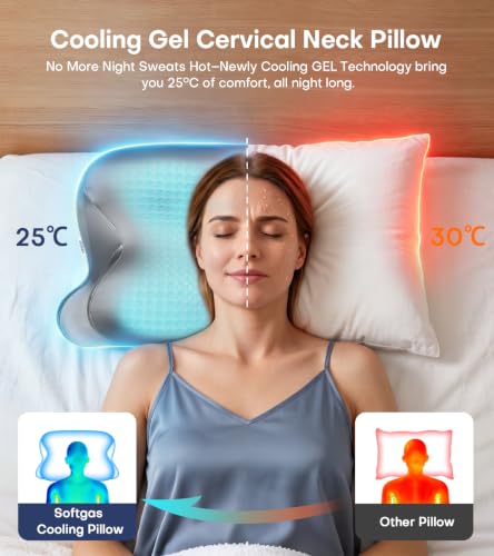 2026 Cooling Gel Memory Foam Pillow, Cervical Neck Pillow for Pain Relief - image 3