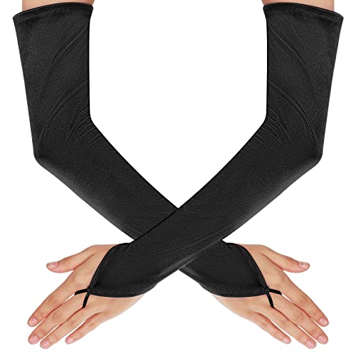 Yolev Damen Fingerlose Handschuhe Lange Schwarz Satin Handschuhe 1920er Jahre Vintage Opernhandschuhe für Damen Mädchen Hochzeit Abschlussball Teeparty Kleidungs Zubehör