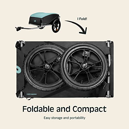 Image of Retrospec Rover Hauler Bike Cargo Trailer - Foldable Frame with Weather-Resistant Fabric & 80lb Capacity - Universal Bike Trailer for 20-29in Wheels - Includes Safety Flag & D-Ring Anchors