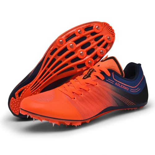 New Track and Field Shoes - Unisex, All Ages - Black - Mesh - Athletic - Minimal Cushioning - Lace-Up - Round Toe - Flat Heel - Sprint Running - Nail Spikes - US Size 123