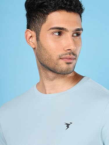Image of TECHNOSPORT Men's Slim Fit Polyester Activewear Sports T-Shirt with Moisture-Wicking Comfort for Workout, Running & Gym