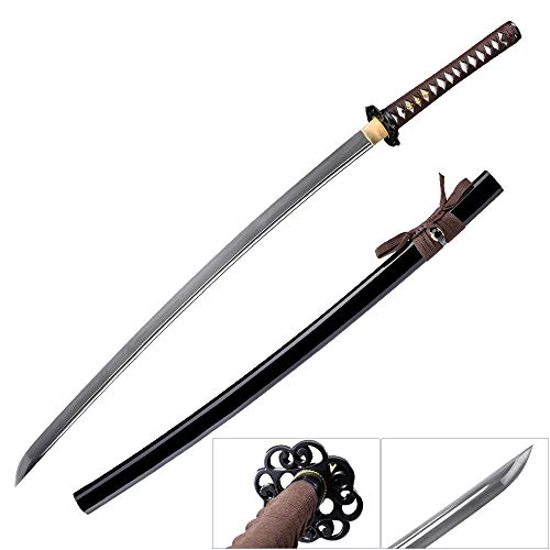 fengze Handmade Samurai Sword, 40 Inch Damascus Steel Ultra Sharp Fully Hand Forged Katana Sword for Real Battle, Full Tang, Clay Tempered (Knights of The Elves)