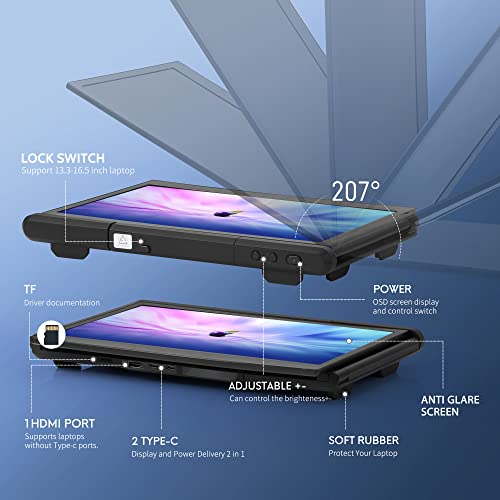 Image of P1 Plus Portable Monitor for Laptop Screen Extender 13.3 inch Dual Monitor External FHD 1080P IPS Display Double Monitors 2 Type-C /1 HDMI, for 13-16.5 inch Notebook Computer Mac Windows Phone