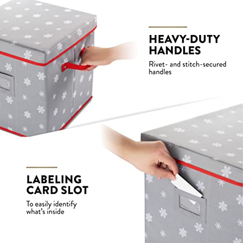 Zober Christmas Snowylane Light Storage Box - Premium 600D Oxford, With 4 Plastic Light Storage Wraps, To Store Up To 800 Holiday Christmas Lights Bulbs, Reinforced Stitched Handles #TOP6