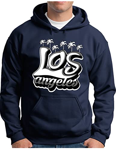 Pull à capuche homme marine sweat motif Los Angeles Cali du S au 4XL de marque OM3