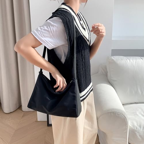 Versatile Women's Nylon Tote Bag: Elegant Simplicity Shoulder Bag for Hand, Shoulder, and Crossbody Use