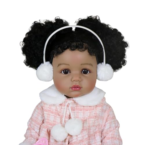 Muñeca Reborn African American 22 pulgadas Snowy Poms miniatura 4