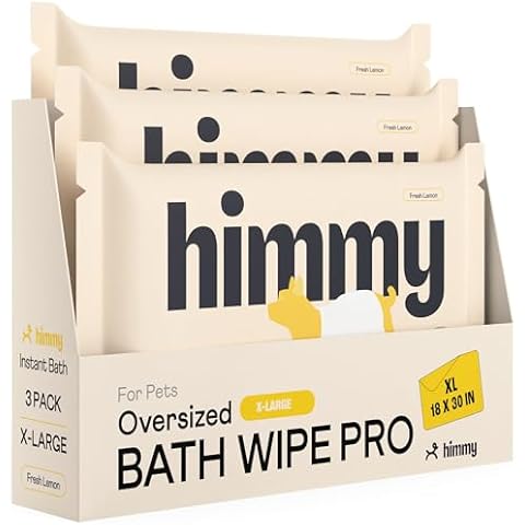 Himmy XL Pet Wipes for Dogs and Cats – 18” x 30” Bath Wipes for Cleaning, Deodorizing, Conditioning, Anti-Itch Grooming, Wet Dog Wipes for Paws, Butt, Ear, Eye, Whole Body Fresh Lemon Cover