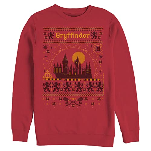 WARNER BROS Harry Potter and The Deathly Hallows Gryffindor House Sweater Mens Pullover Crew Fleece