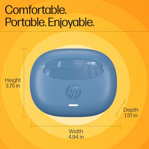 Image of HP H150 Wireless Earbuds, Bluetooth connectivity, Digital Active Noise Cancelation, 7 Hours of Playtime, Fingerprint Touch, IPX3 Water-Resistant Design, 1-Year Limited Warranty, Blue, A20QBAA