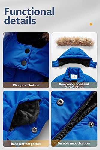 Creatmo Us Girl's Long Winter Coat Parka Soft Fleece Line Hooded Quilted Puffer Jacket Children Raincoats Blue 10/12 #TOP5