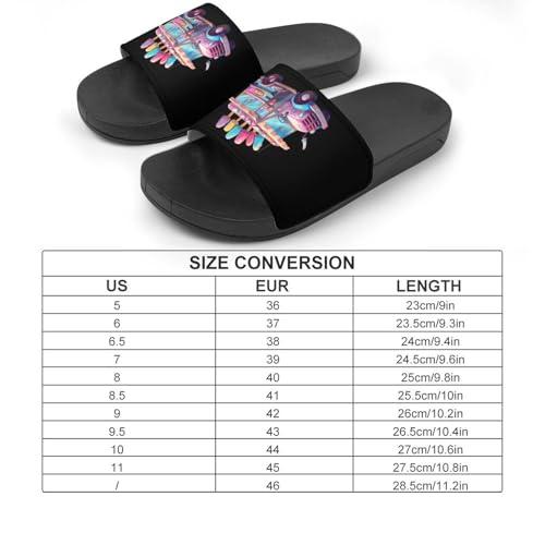 Ice Cream Truck Driver Unisex Shower Shoes House Slippers Non-Slip Indoor Bathroom Shoes for Pool Beach 46 (287mm)2