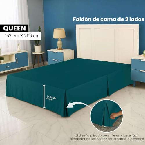 Faldón de cama Queen calidad de hotel con volantes plisados de caída suave 16" 3