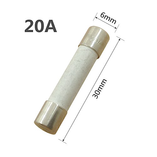 Image of (Pack of 10) 20 Amp Slow-Blow Time Delay Fuse Ceramic 6x30mm