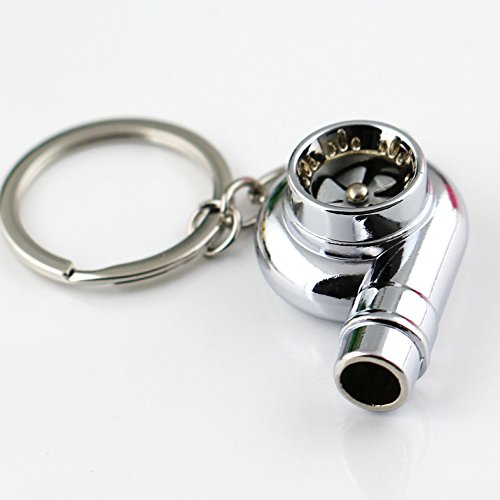 Image of maycom Creative Spinning New Chrome Polished Silver Turbo Turbocharger Keychain Key Chain Ring Keyring Keyfob,make Whistle Sound
