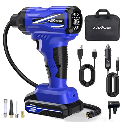 CARSUN Tire Inflator Portable Air Compressor, Cordless Car Tire Pump