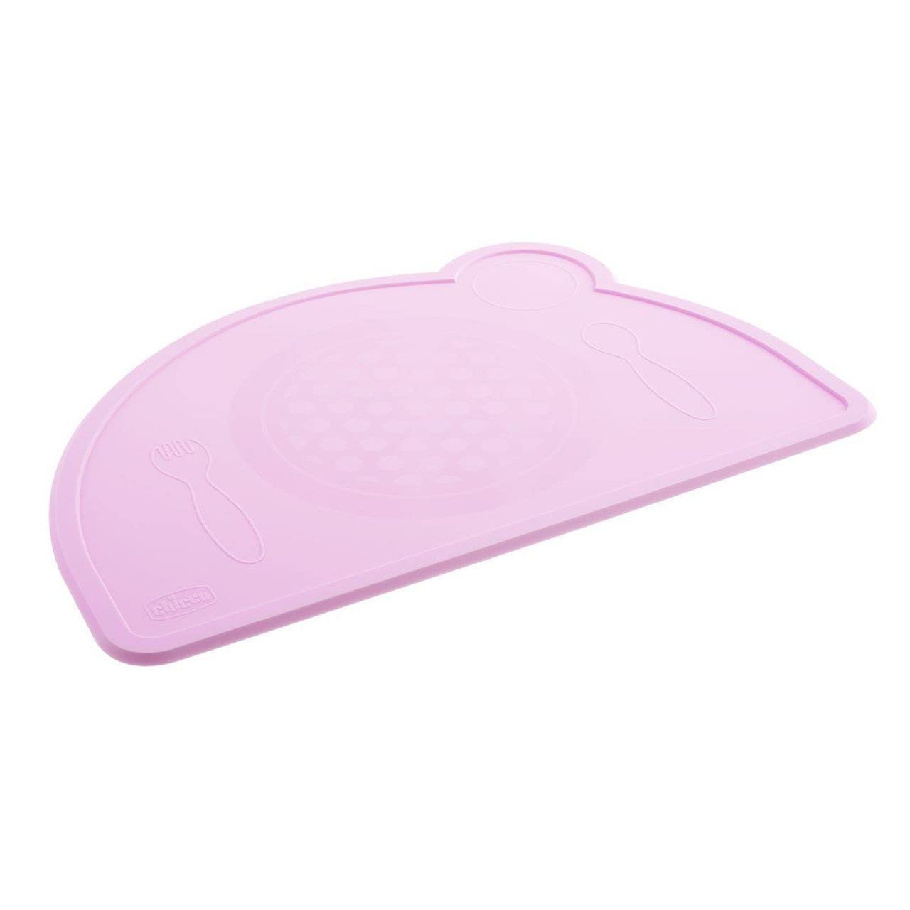 Chicco Tovaglietta Silicone, Protegge E Aiuta A Ridurre Lo Sporco, Facile Dapulire, Pieghevole E Pratico, Forma Delle Posate, 18 Mesi+, Rosa-image