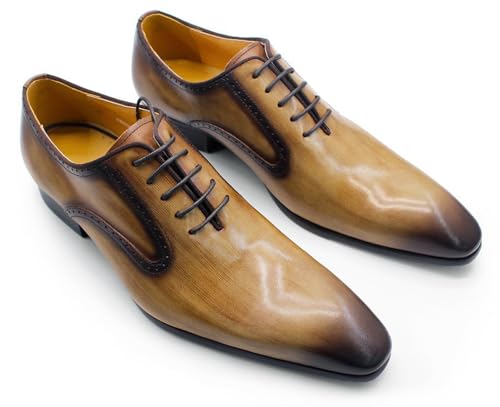 Santimon Men’s Handcrafted Leather Oxfords Dress Formal Shoes – Classic Burnished Cap Toe Derby for Business, Wedding, Office– Comfortable Italian Style Luxury4