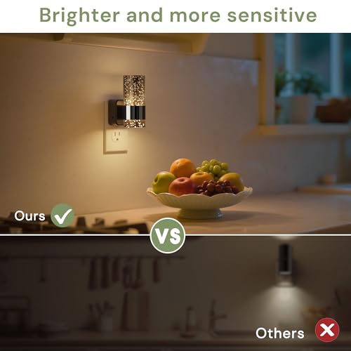 Image of L LOHAS LED Night Lights Plug into Wall, 2 Pack Acrylic Bubble Night Light,Dimmable Nightlight with 0-100 LM, 3000K Plug in Night Light with Dusk to Dawn Sensor, for Bathroom Hallway Bedroom