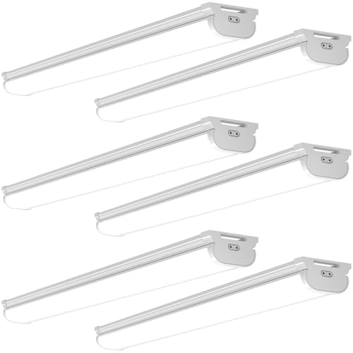Image of Barrina LED Shop Lights 4FT, 5000K Daylight White, 45W, 5000LM, Hidden Wiring, Linkable 4FT Light Fixture Cord with ON /Off, Frosted Cover, LED Ceiling Light for Workshop, Garage, Kitchen, 6 Packs