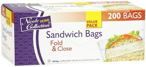 Nicole Home Collection 1014 Fold and Close Sandwich Bags | Pack of 200 Food Storage