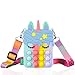 OBOVO Pop Tasche It, Fidget Toys Tasche 2 in 1 Silicone Regenbogenfarben Kreative Modehandtasche, Pop Tasche It Spielzeug mit Längenverstellbarem Tragegurt für Mädchen und Kind - Einhor-n