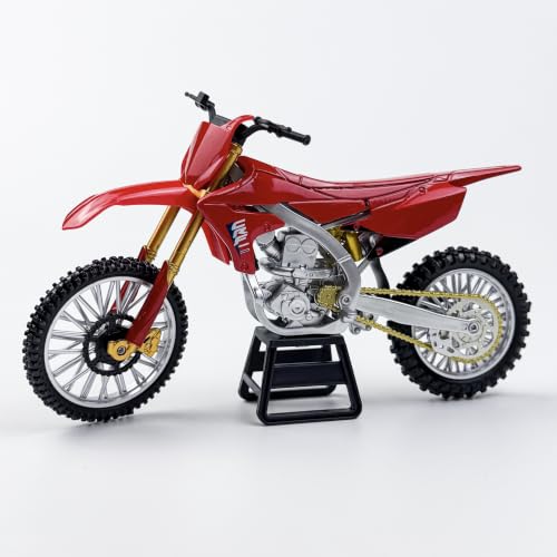 OEVTVR 1:12 Scale Diecast Dirt Bike Model, Red Off-Road Motorcycle Replica with Realistic Details, Alloy Body, Display Stand, Collectible Mini Motorbike for Motorcycle Enthusiasts