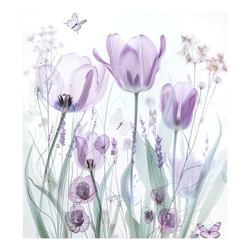 Dishwasher Magnet Cover Purple Tulips Flowers Pastel Refrigerator Magnets for Home Kitchen Decoration Washing Machine Sticker