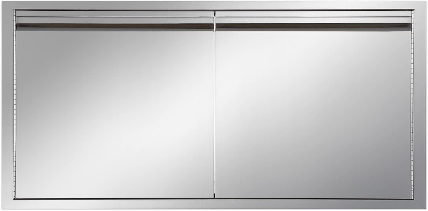 Outdoor Kitchen Door 42" W x 21" H inch Stainless Steel BBQ Double Door Flush Mount for Outdoor Kitchen Island(Double Wall Door Panel )