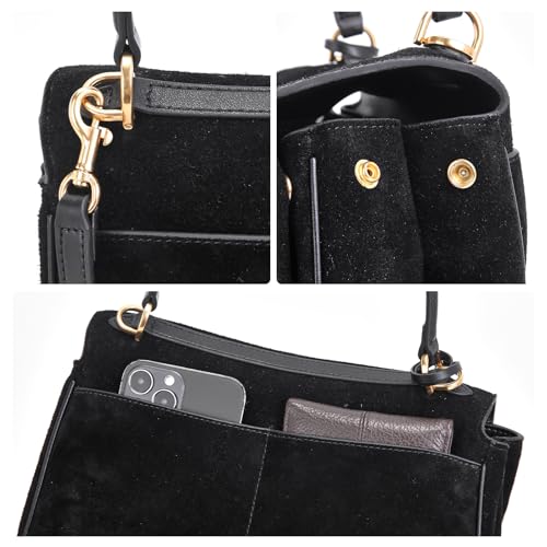 Image of hedexe Genuine Leather Tote Bag for Women: Soft Cowhide Shoulder Handbags for Ladies - Satchel Purse for Travel Work(Large)