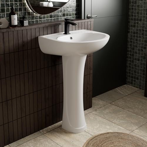 20'W x 17'D White Morden Pedestal Sinks for Small Bathrooms, Los Flexi 20 Inch Pedestal Sink Combo...