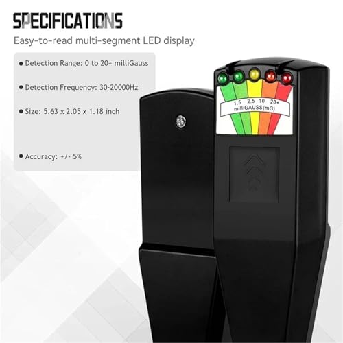 Detector de campos electromagnéticos EMF, medidor 5 LED Gauss miniatura 4