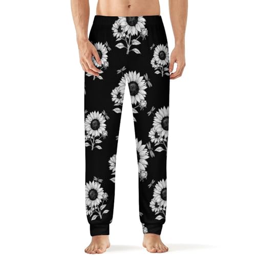 Sunflower with Dragonflies Men's Pajama Pants Lounge Pant Sleepwear PJ Bottoms