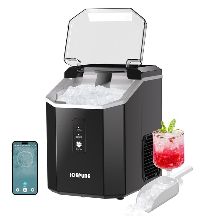 ICEPURE Nugget Ice Makers Countertop with App, Portable Ice Machine with WiFi, 33lbs in 24H, Ready...