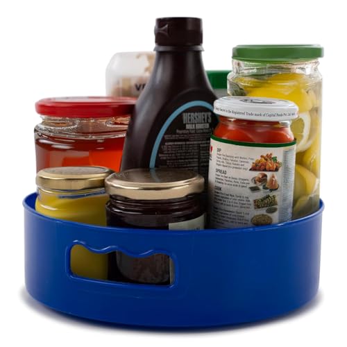 HomeWiz Multi-Purpose 360° Rotating Organizer Tray | Kitchen Accessories Items | Kitchen Organizer Rack | Kitchen Tools | Easy - Access Turntable for Spices, Storage & More | Light Blue