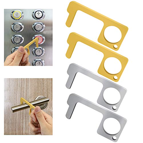 VIBOLA 4-Pack No Touch Door Opener, Touchless Door Opener Tool, Handheld Keychain Utility Hook, Contactless Door Opener Used for Handles, Elevator Buttons