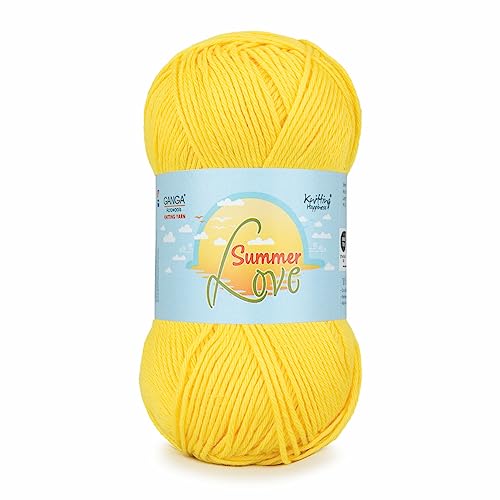 Image of Ganga Acrowools Summer Love - Sport Weight - Cotton Yarn -Oekotex Class L Certified - Pack of 1-50 GMS Per Ball (Sunglow)