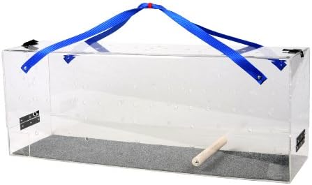 Crystal Shuttle Bird Carrier, Clear with Blue Carrying Strap, 34-Inches L x 10-Inches W x 13-Inches T
